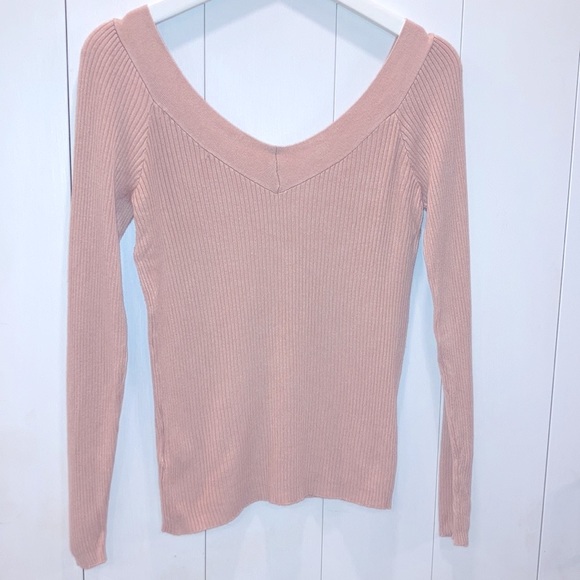 ONLY Ribbed Sweater Top Antique Pink Size L - Picture 3 of 3